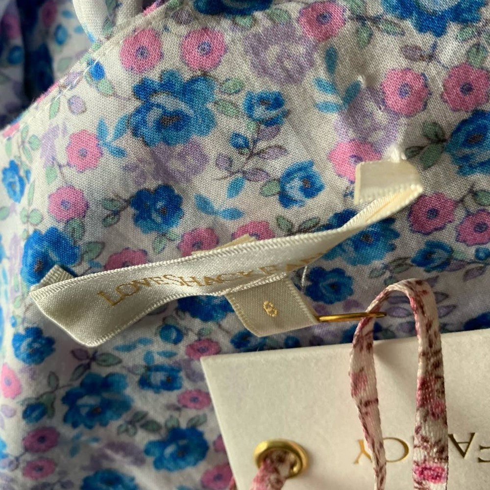 LoveShackFancy Angie Dress Midi Floral Crushed Blueberries, size 6, NWT - Picture 11 of 12